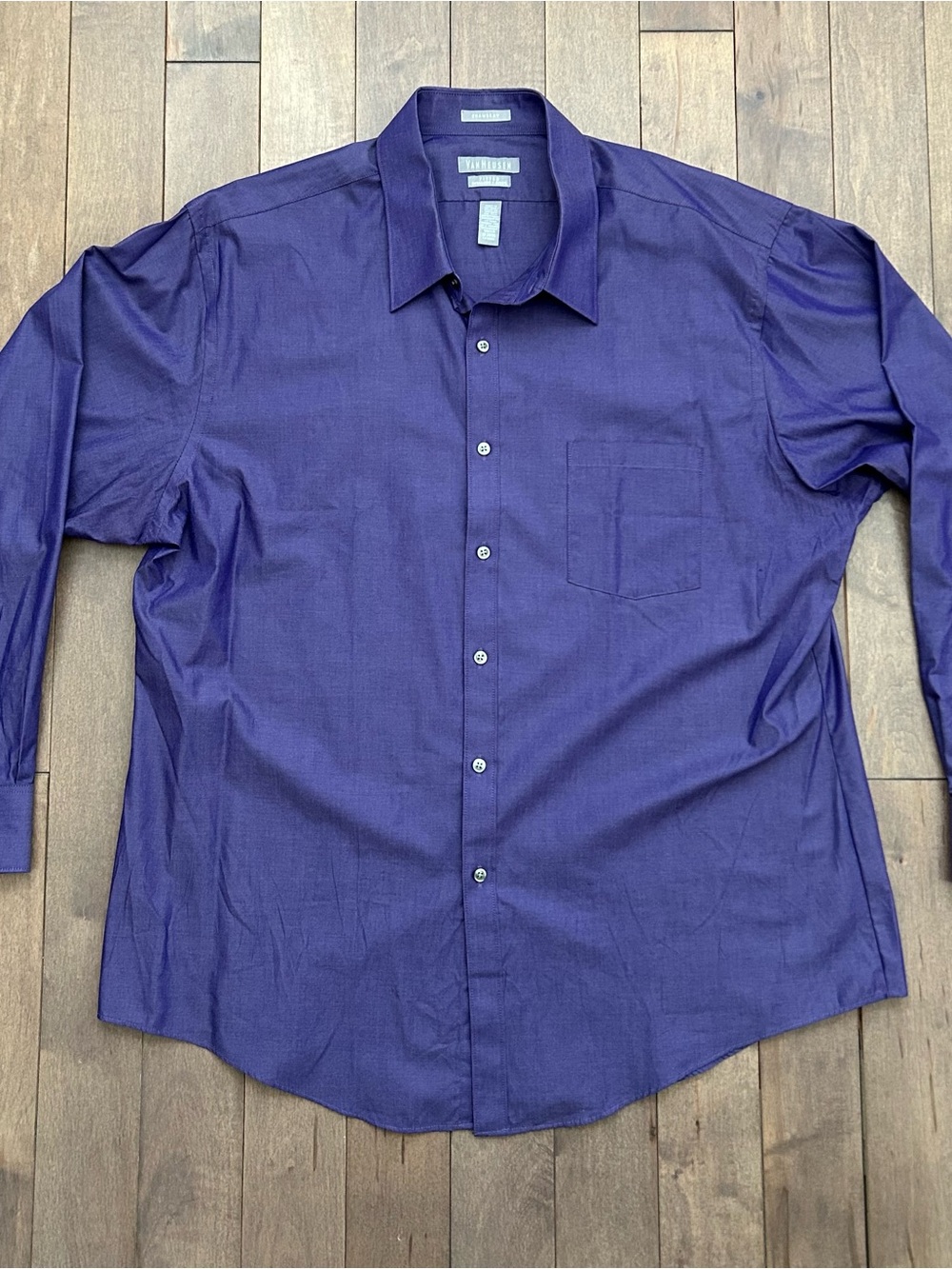 Van Heusen Men's Classic Long-Sleeve Dress Shirt - Deep Purple, 18, 34/35